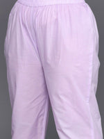 Thumbnail for Sztori Plus Size Floral Embroidered Pure Cotton Anarkali Kurta & Trousers With Dupatta - Distacart