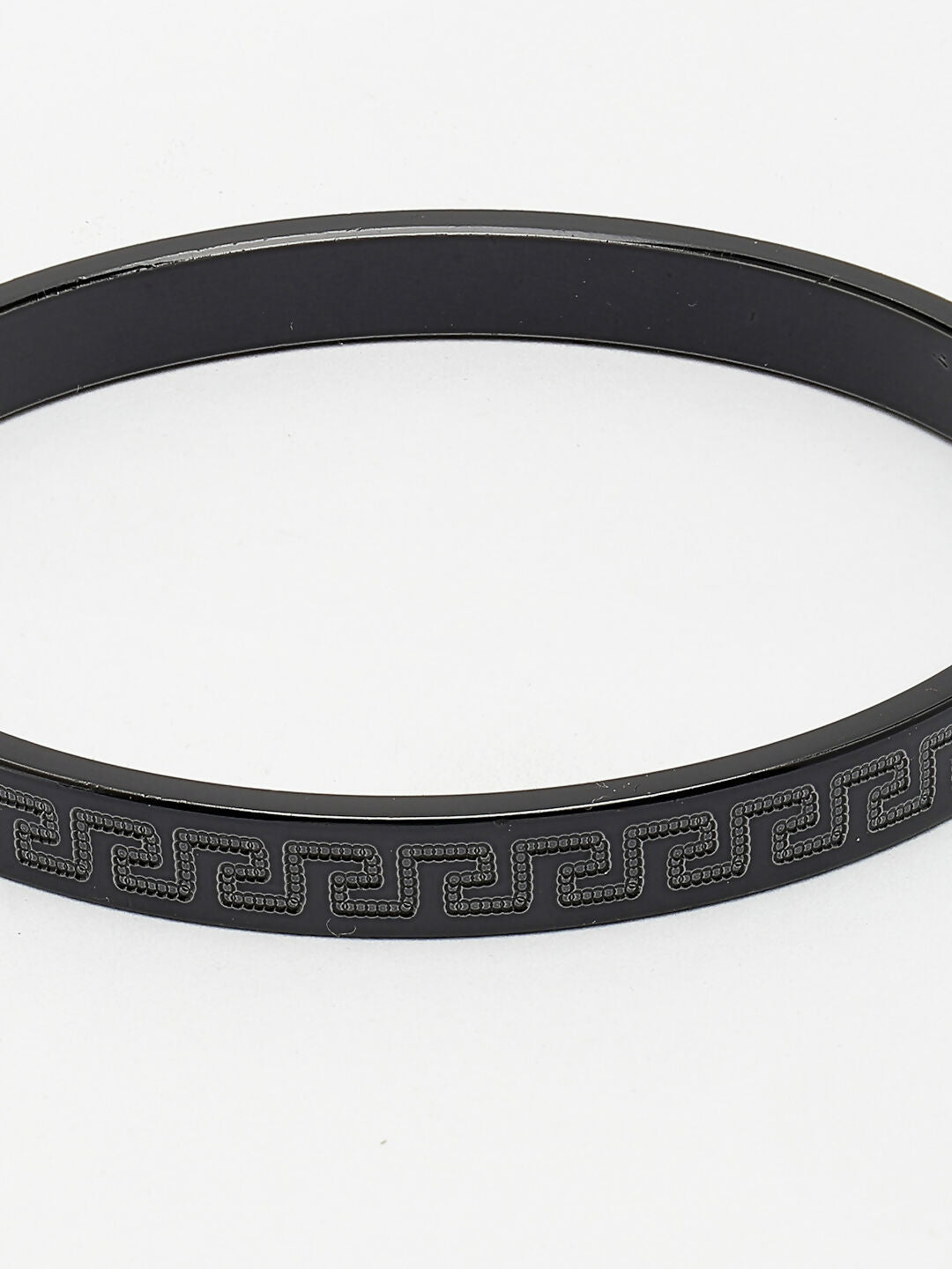 NVR Men's Black Rhodium-Plated Stainless Steel Kada Bracelet - Distacart