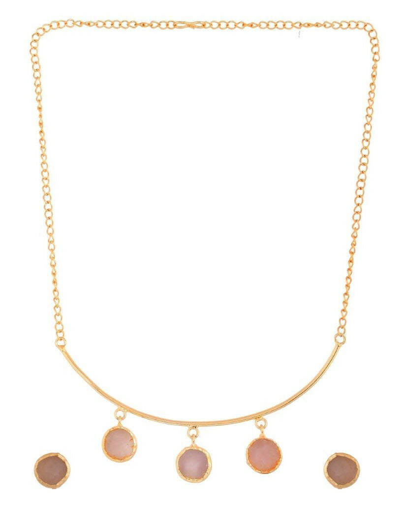 VOJ One Gram Gold Plated Stone Studded Necklace and Earrings Set - Distacart