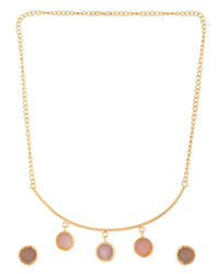 Thumbnail for VOJ One Gram Gold Plated Stone Studded Necklace and Earrings Set - Distacart