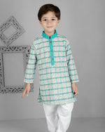 Thumbnail for Joban Fashion Kids Island Cotton Full Sleeves Striped Kurta and Pyjama- Teal Blue - Distacart