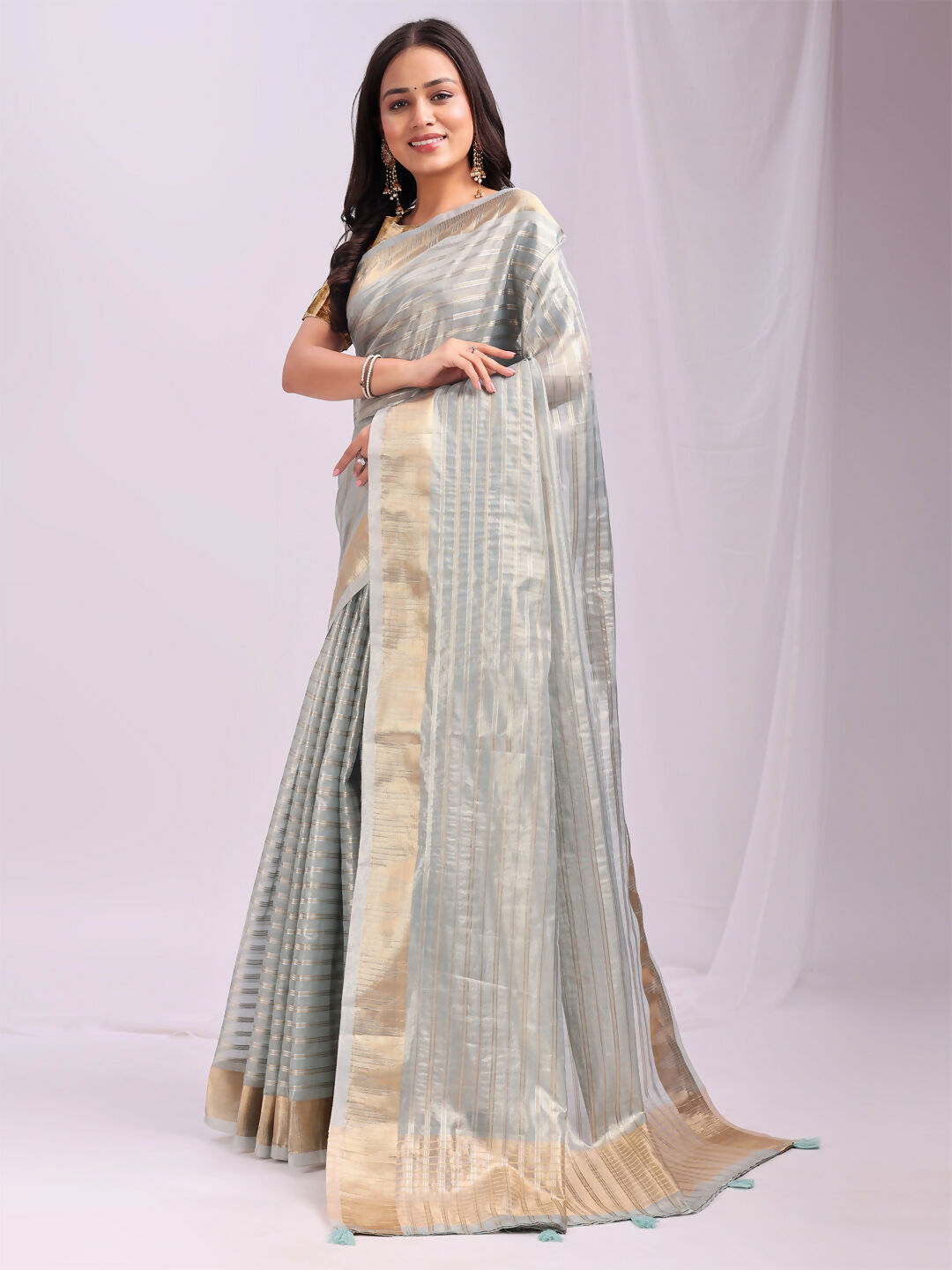 Astita Organza Sky Blue Saree