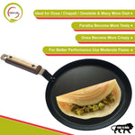 Thumbnail for Amicus Pure Iron Tawa for Dosa Roti Chapati Paratha, Flat Iron Dosa Tava with Wooden Handle