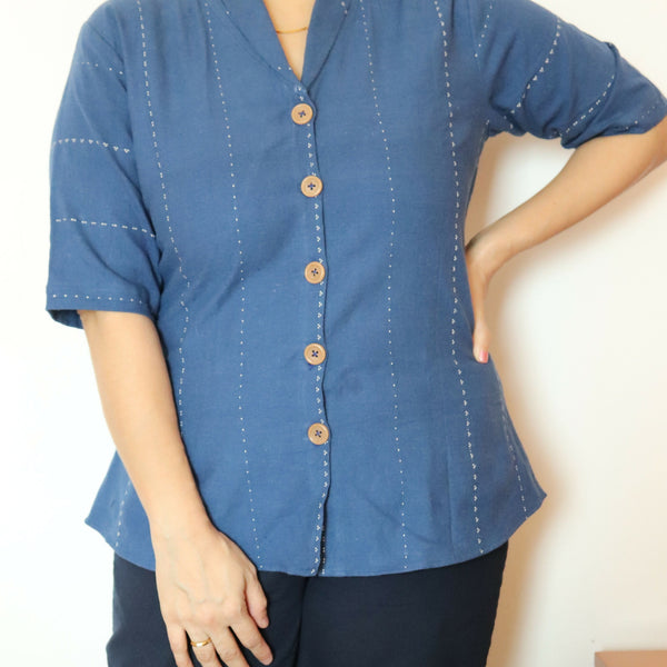 Varunakrita Blue Kala Cotton Top 2