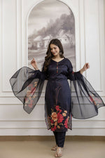 Thumbnail for The52 Women's Beautiful Soft Assam Fabric Printed Work A-line Kurta Pant and Dupatta Set - Distacart