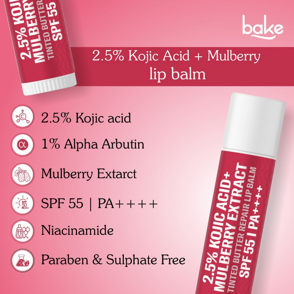 Bake 2.5% Kojic Acid Mulberry Extract Tinted Butter Brightening Lip Balm SPF 55 PA++++