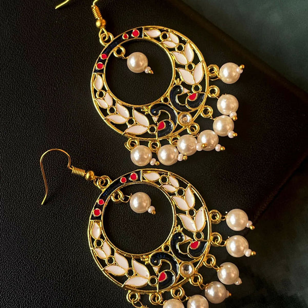 Joban Fashion Women Off White Meenakari Round Shape Flower Print Earring - Distacart
