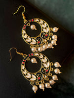 Thumbnail for Joban Fashion Women Off White Meenakari Round Shape Flower Print Earring - Distacart