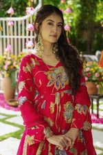 Thumbnail for Teeya Creation Rani Color Wedding Wear Heavy Embrodiery Work Plazo Set - Distacart