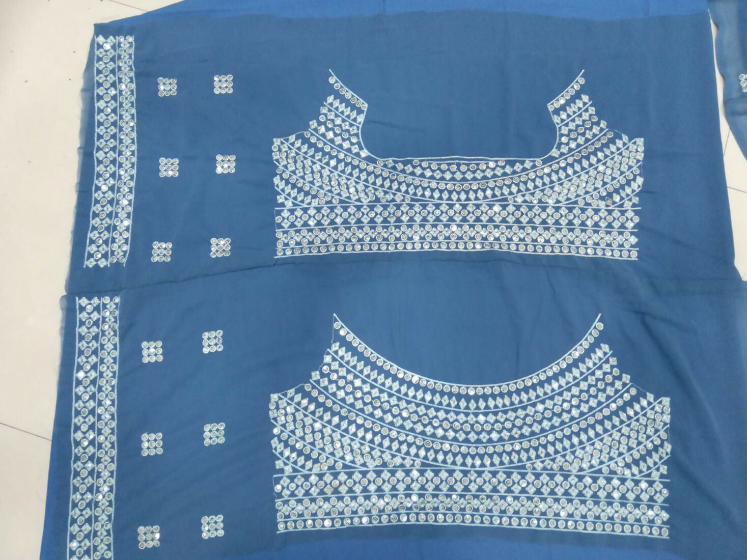 Jyoti Fashion Blue 3MM Sequence with Thread Embroidered Faux Georgette Lehenga Choli with Dupatta - Distacart