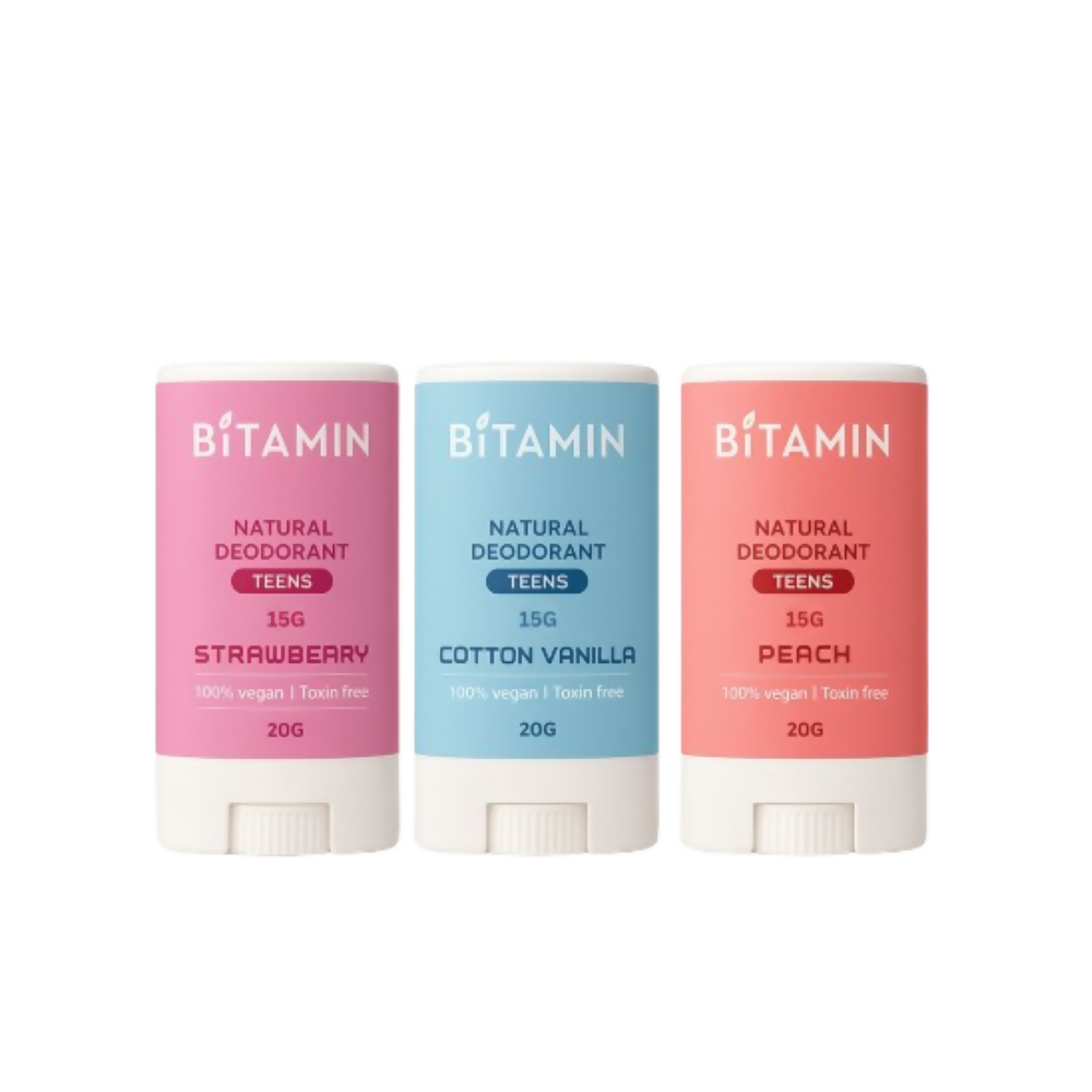 Bitamin Natural Strawberry, Cotton Vanilla, Peach Deodorant Teens - Distacart