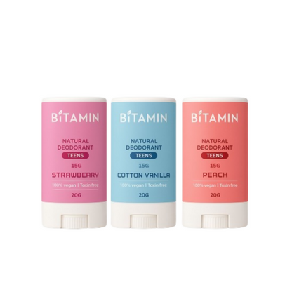 Bitamin Natural Strawberry, Cotton Vanilla, Peach Deodorant Teens - Distacart
