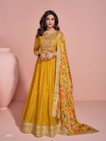 Thumbnail for Anaita Yellow Embroidered Silk Anarkali Suits - Distacart