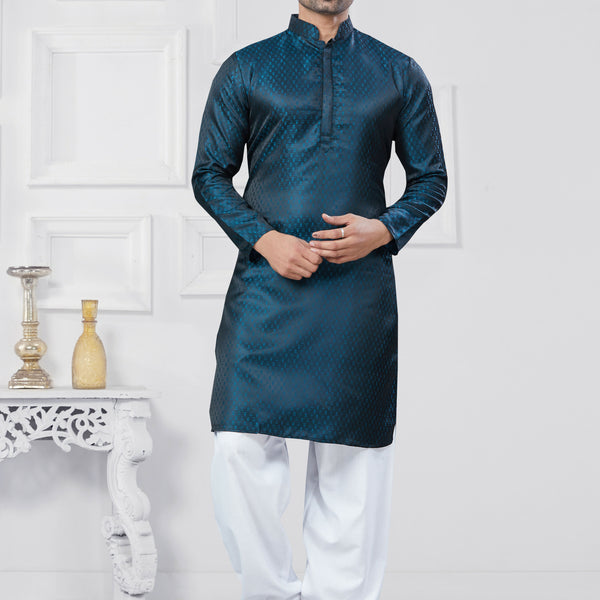 Joban Fashion Men's Jacquard Silk Rama Printed Kurta Pyjama set - Distacart