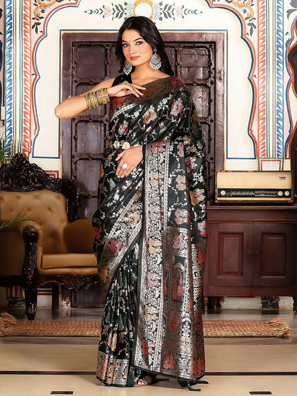 Shree Shyam Fashion Teal Green Silk Saree - Distacart