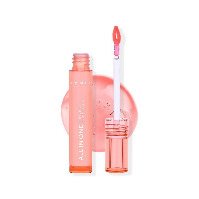 Lamel All In One Lip Tinted Plumping Oil - 401 Peachy - Distacart