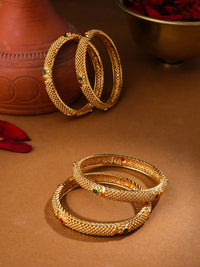 Thumbnail for NVR Women's Set of 2 Gold-Plated Traditional Bangles - Distacart