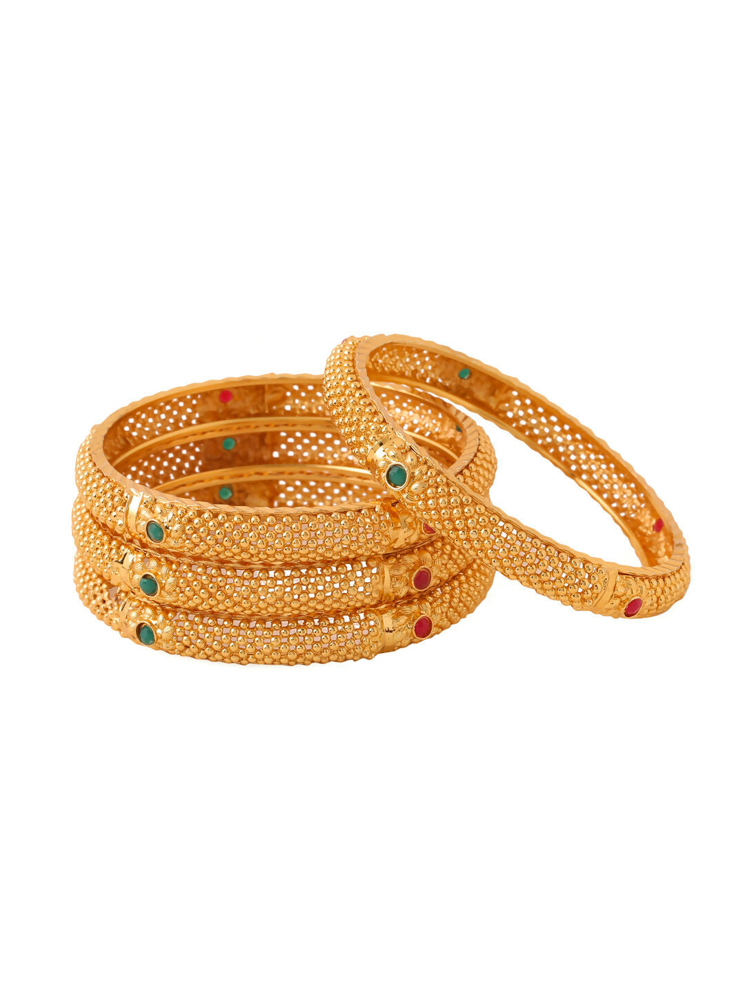 NVR Women's Set of 4 Gold-Plated Traditional Bangles - Distacart