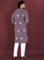 Thumbnail for Prazu Fashion Purple Soft Silk Unique Cross Pattern White Thread Embroidery With Silver Sequence Kurta