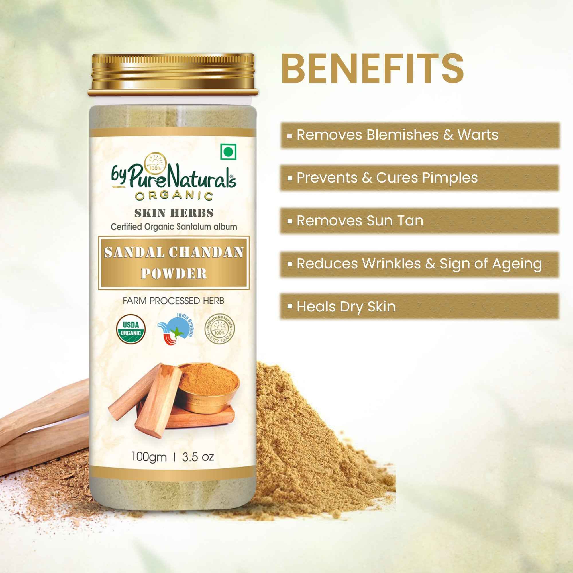 byPureNaturals Organic Sandal Chandan Powder - Dista
