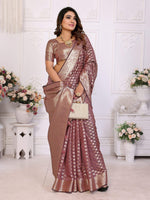 Thumbnail for Aastha Fashion Dusty Rose Organza Silk Weaving Saree - Distacart