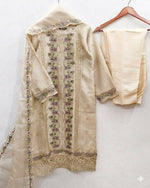 Thumbnail for Teeya Creation Womens New Trendy Silk With Heavy Embroiedery With Sequence Work Beige Kurta Set - Dista