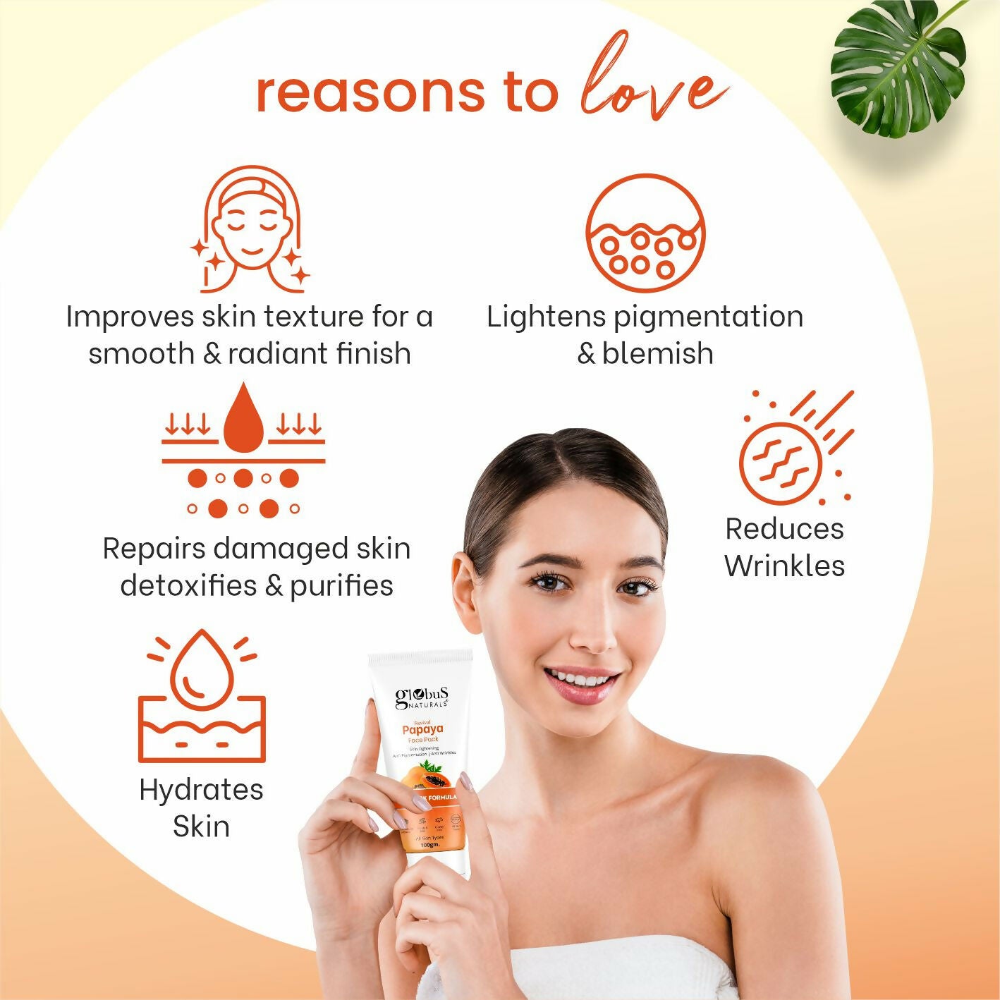 Globus Naturals Papaya Face Pack, For Tan Removal, Age Lock Formula
