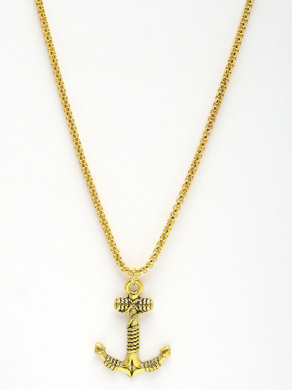 NVR Men's Gold-Plated Stainless Steel Pendant with Chain - Distacart