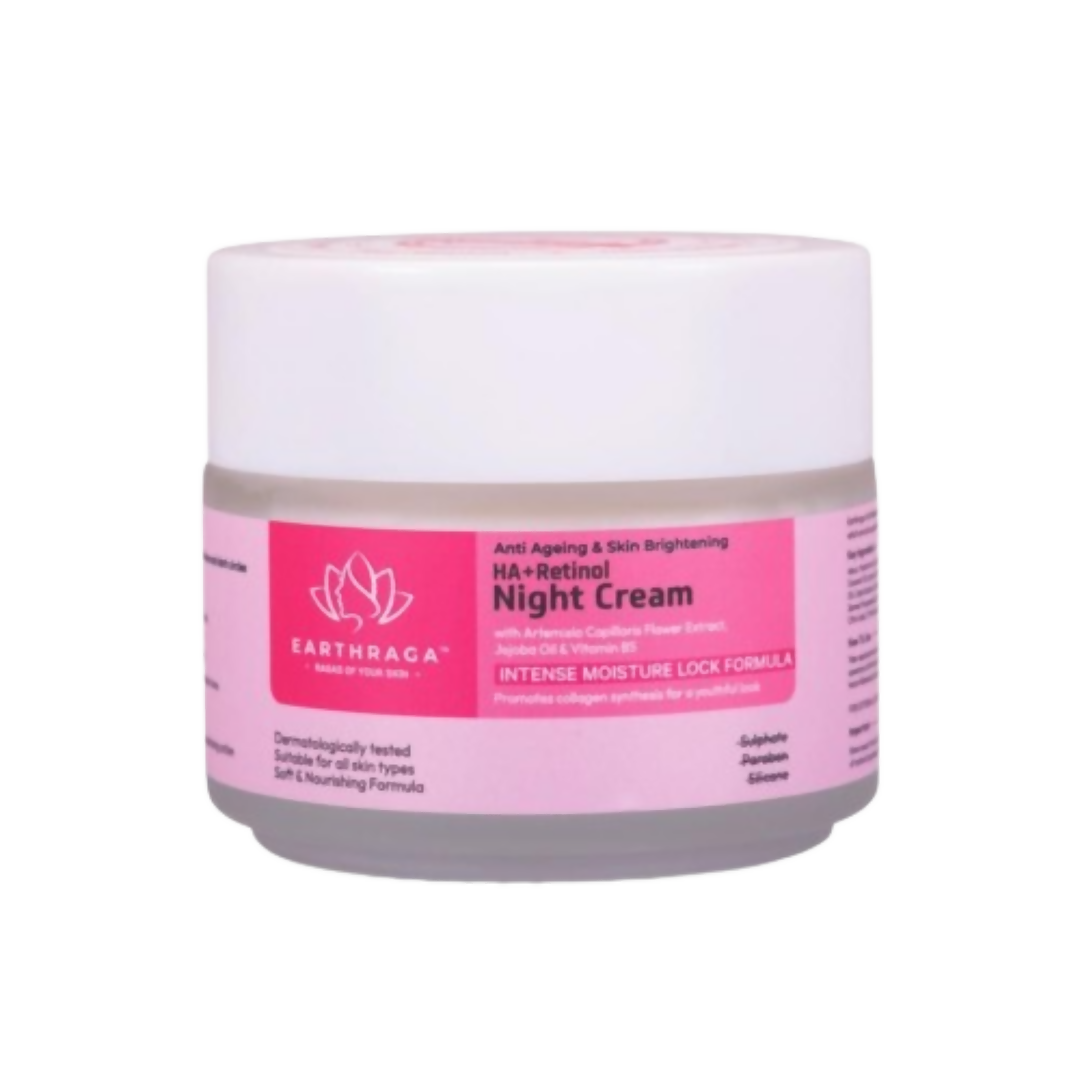 Earthraga Anti Ageing and Skin Brightening HA + Retinol Night Cream - Distacart