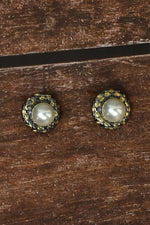 Thumbnail for Joban Fashion Women Brass Golden White Ad Earrings - Distacart