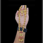 Thumbnail for Jewel City Elegant Gold Beaded Necklace Set with Ruby and Emerald Pendant - Distacart
