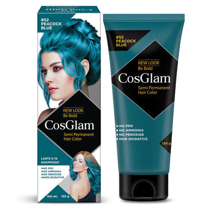 Cosglam Semi Permanent Hair Color for Women & Men (#52 Peacock Blue) - Distacart