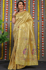 Thumbnail for Jyoti Fashion Women's Mehendi Paithani Silk Zari Woven Saree with Blouse - Distacart