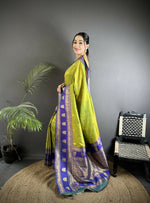 Thumbnail for Joban Fashion Green Banarasi Soft Silk Woven Butti Saree