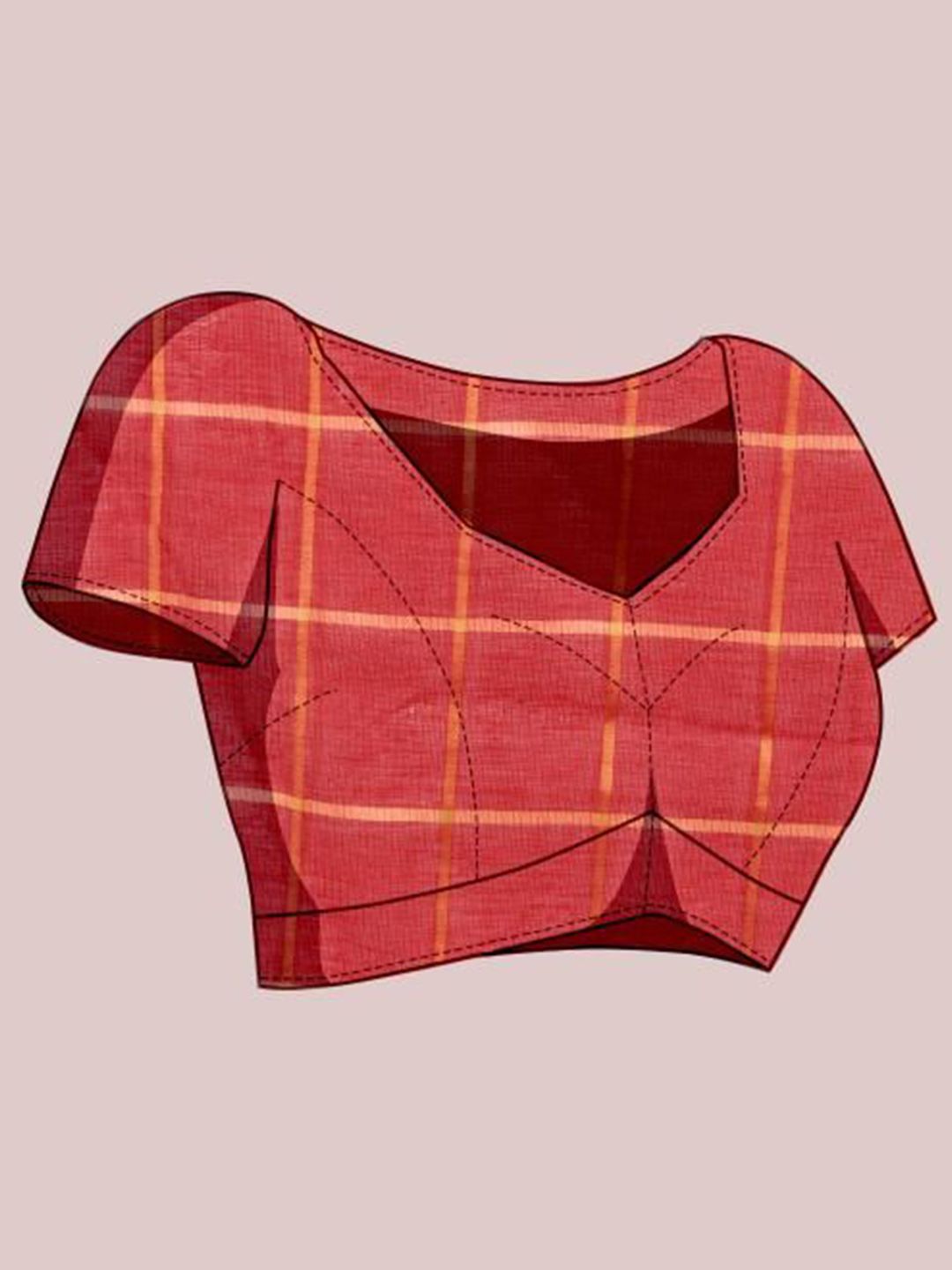 Mitera Checked Zari Saree With Blouse Piece