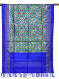 Thumbnail for Sea Green and Blue Pochampally Ikat Silk Handloom Dupatta with All Over Design - Global Threads - Distacart