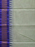 Thumbnail for Sea Green and Dark Blue Gadwal Cotton Plain Saree with Small Border Design No Blouse - Global Threads - Distacart