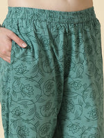 Thumbnail for Yufta Sea Green And White Cotton Cutdana Work Kurta Set With Pant & Dupatta