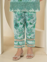 Thumbnail for Yufta Sea Green Cotton Schiffli Co-Ord Set With Lace Detailing
