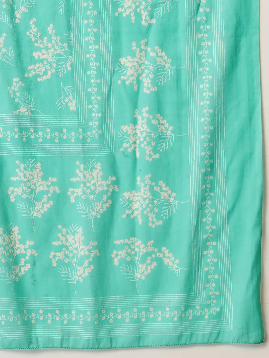 Yufta Sea Green Pure Cotton Anarkali Dupatta Pant Set
