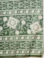 Thumbnail for Yufta Sea Green Pure Cotton FloralLace Work Kurta Dupatta Pant Set