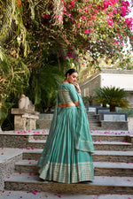 Thumbnail for Evanik Women Pure Chanderi Plain With Zari Weaving Work Border Stitched Lehenga With Unstitched Blouse Dupatta(Up to 42)
