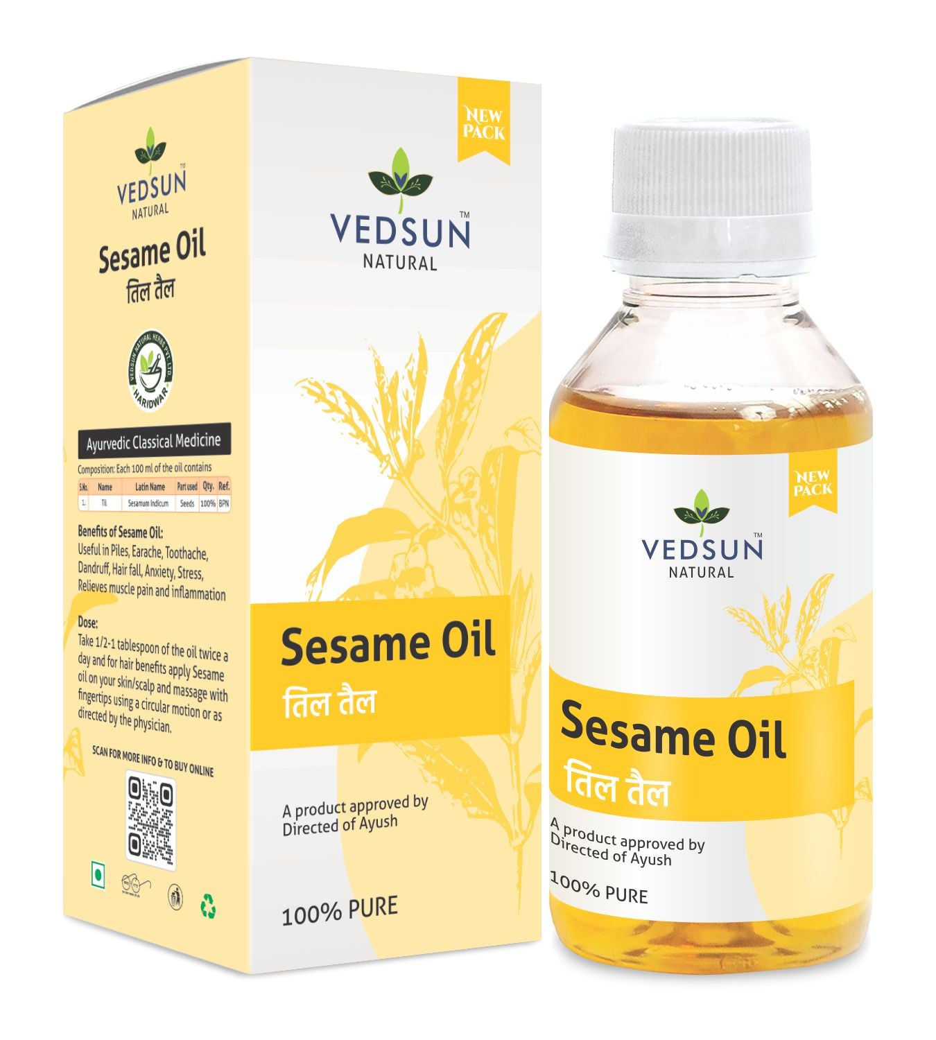 Vedsun Naturals Sesame Oil Til Ka Tel Pure And Organic For Skin And Hair - Distacart