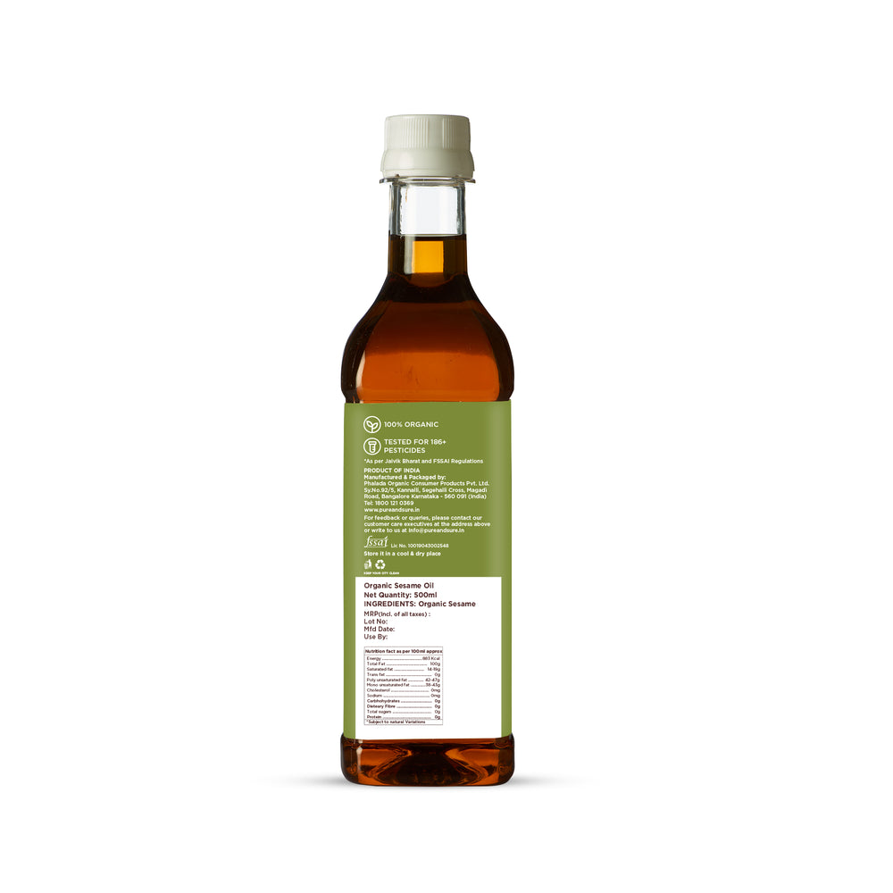 Pure & Sure Organic Cold Pressed Sesame Oil - Distacart