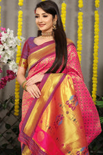 Thumbnail for Jyoti Fashion Women's Pink Banarasi Silk Zari Woven Saree with Blouse - Distacart