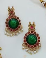 Thumbnail for Jewel City Traditional Gold-Plated Temple Jewelry Necklace Set with Matching Earrings, Handcrafted Ethnic Bridal Party Wear - Distacart