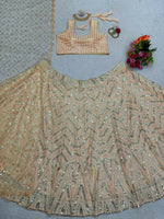 Thumbnail for Jyoti Fashion Women's Cream Faux Georgette 9MM Sequins with Thread Embroidered Designer Lehenga Choli Set - Distacart
