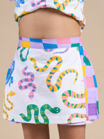 Thumbnail for Snakes and Ladders Girls Multi Color Snake Print Top and Shorts Set from Siblings Collection - Distacart