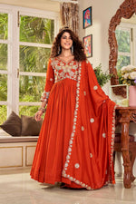 Thumbnail for Teeya Creation Womens Casual Party Wear Heavy 5Mm Sequence Embroidery Work Gown Set - Dista