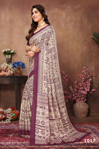 Thumbnail for Aafreen Partywear Designer Purple Khadi Fancy Saree - Distacart